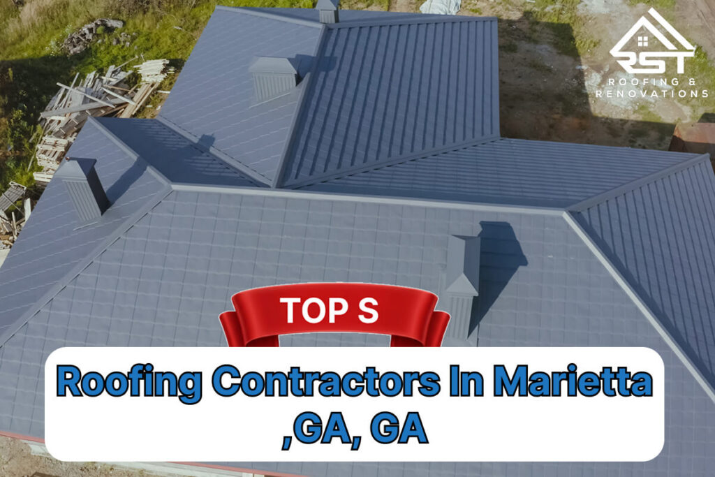 Aerial View Of A Newly Renovated Roof By Top Contractors In Marietta, Ga