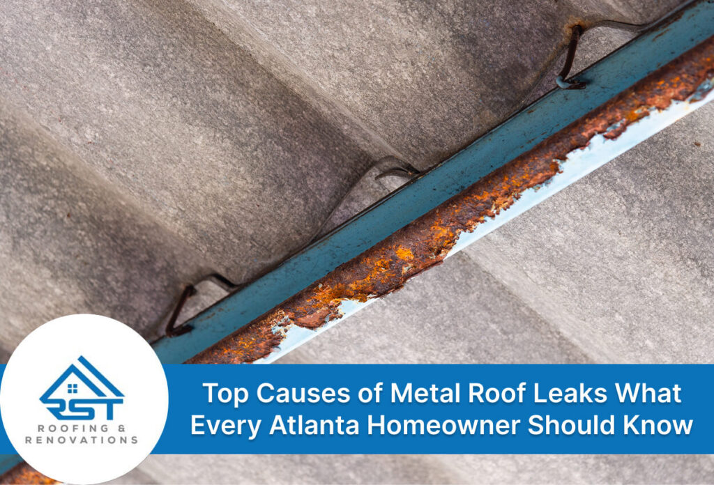 Rusty Metal Roof Edge Highlighting Common Leak Issues For Homeowners.